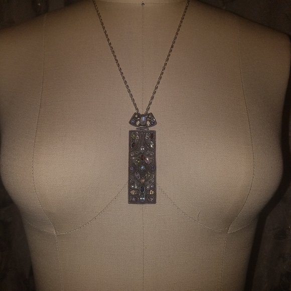 Intricate Multi Gemstone and Sterling Silver Pendant Necklace - Picture 1 of 5